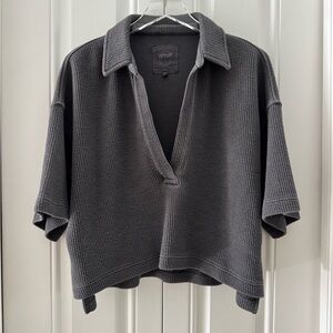 Aerie Charcoal Knit Button Down Top